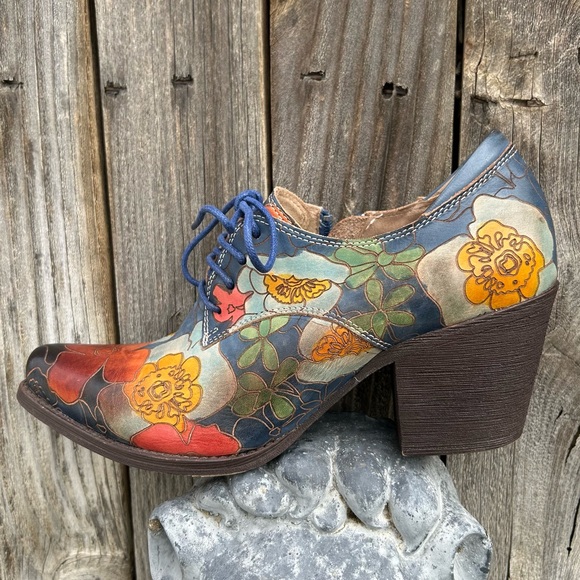 L'artiste Shoes - Spring Step L’Artiste Rockinlorna Western Shoe Boot Leather Blue Multi 37